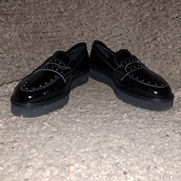 NERO GIARDINI-Black Patent Leather Studded Loafers-ITALY-Size 35-NEW/NO BOX - Picture 4 of 8